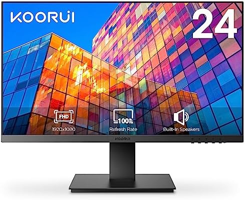 KOORUI Écran PC 24 Pouces, Haut-Parleur, IPS, Full HD (1920 x 1080), 16:9,  5ms, HDMI 1.4 (100Hz) & VGA(60Hz), Mode Faible lumière Bleue, Grand angle  de vue 178°, Adaptive Sync, Eye Care - Job Alternative